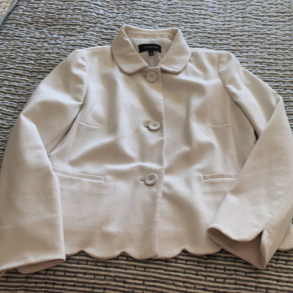 Talbots white scallop jacket
